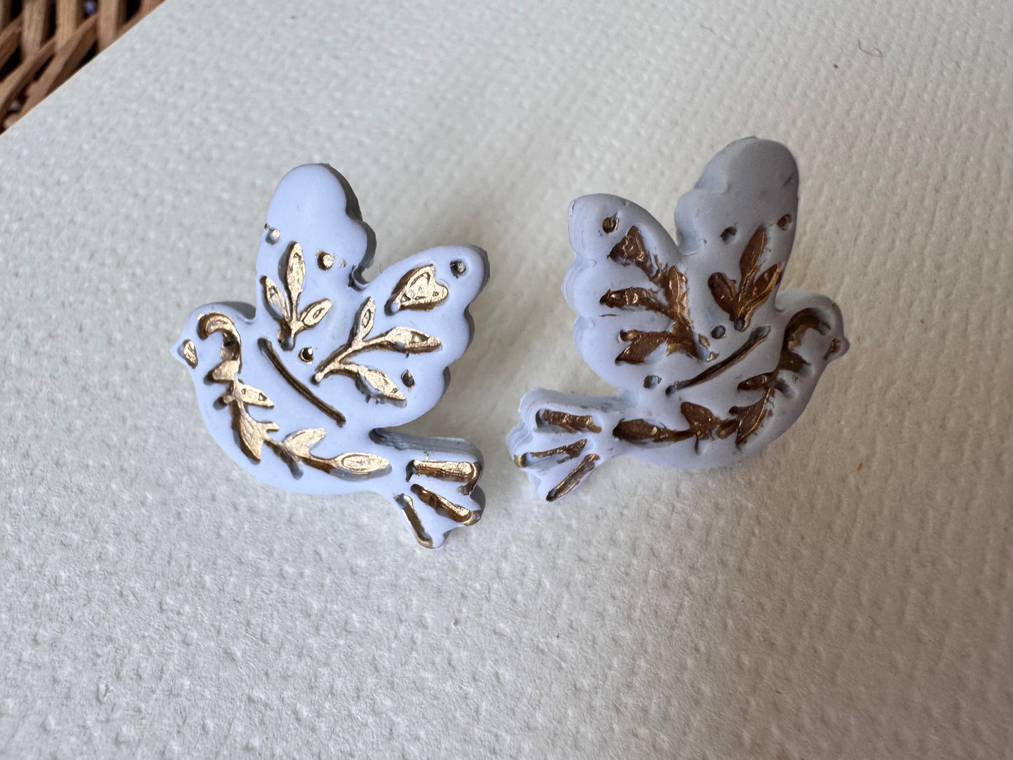 White dove peace studs