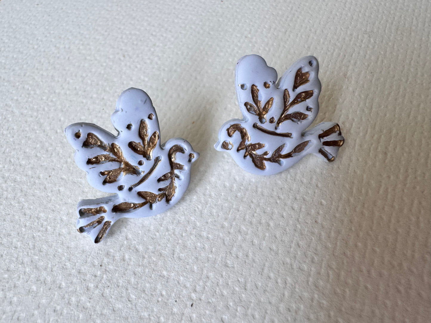 White dove peace studs