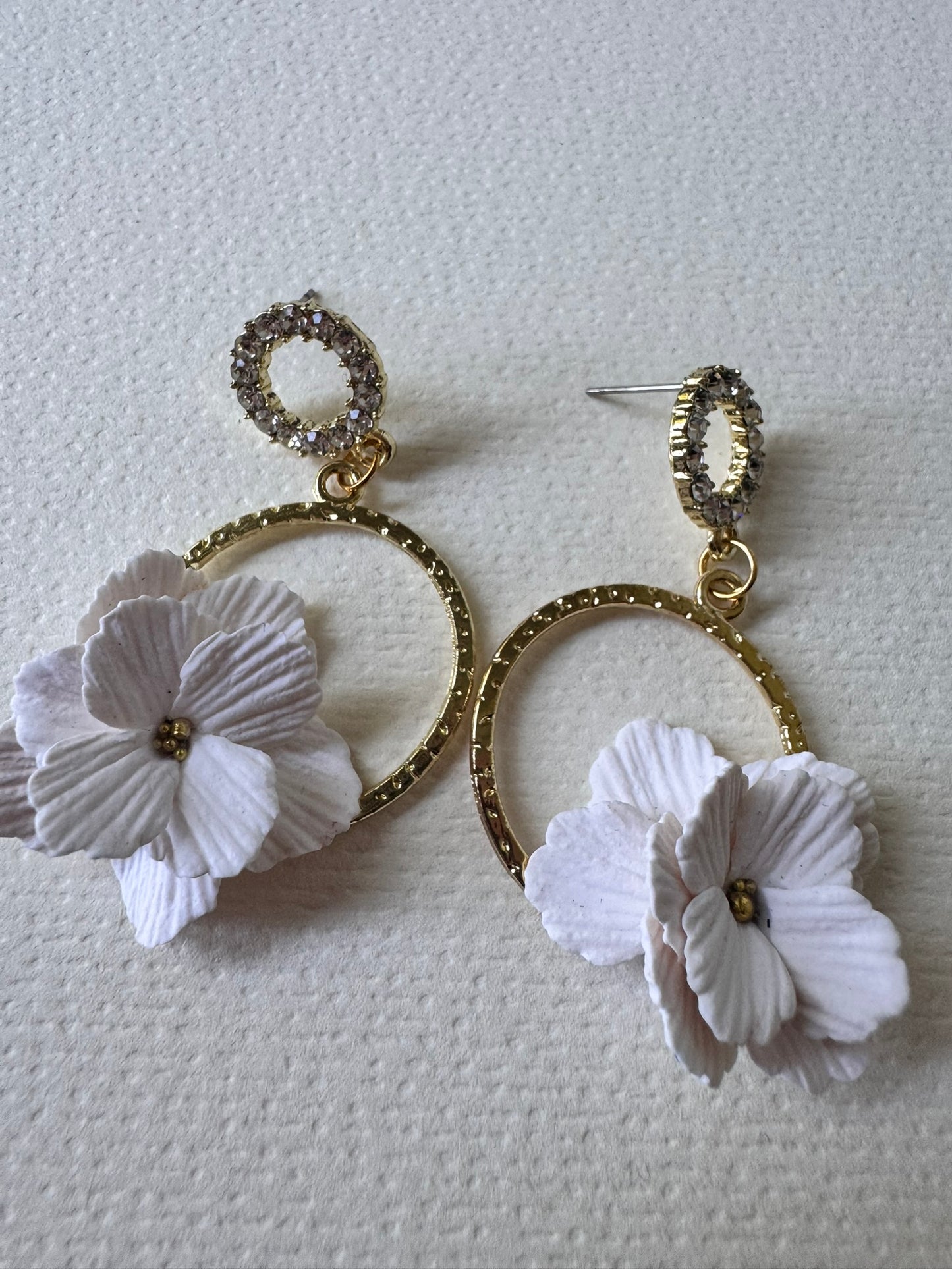 Ivory bloom sparkle hoops