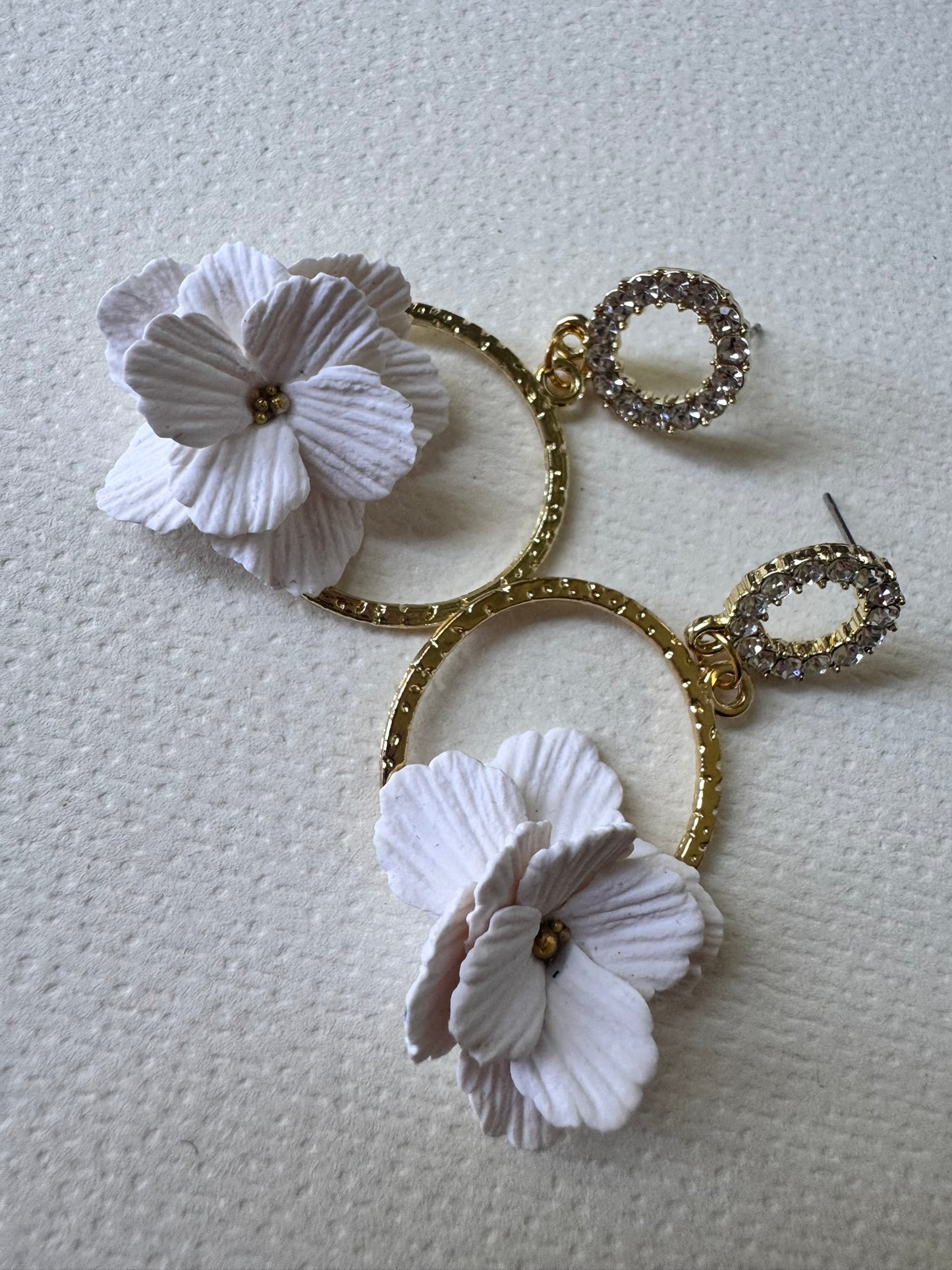 Ivory bloom sparkle hoops