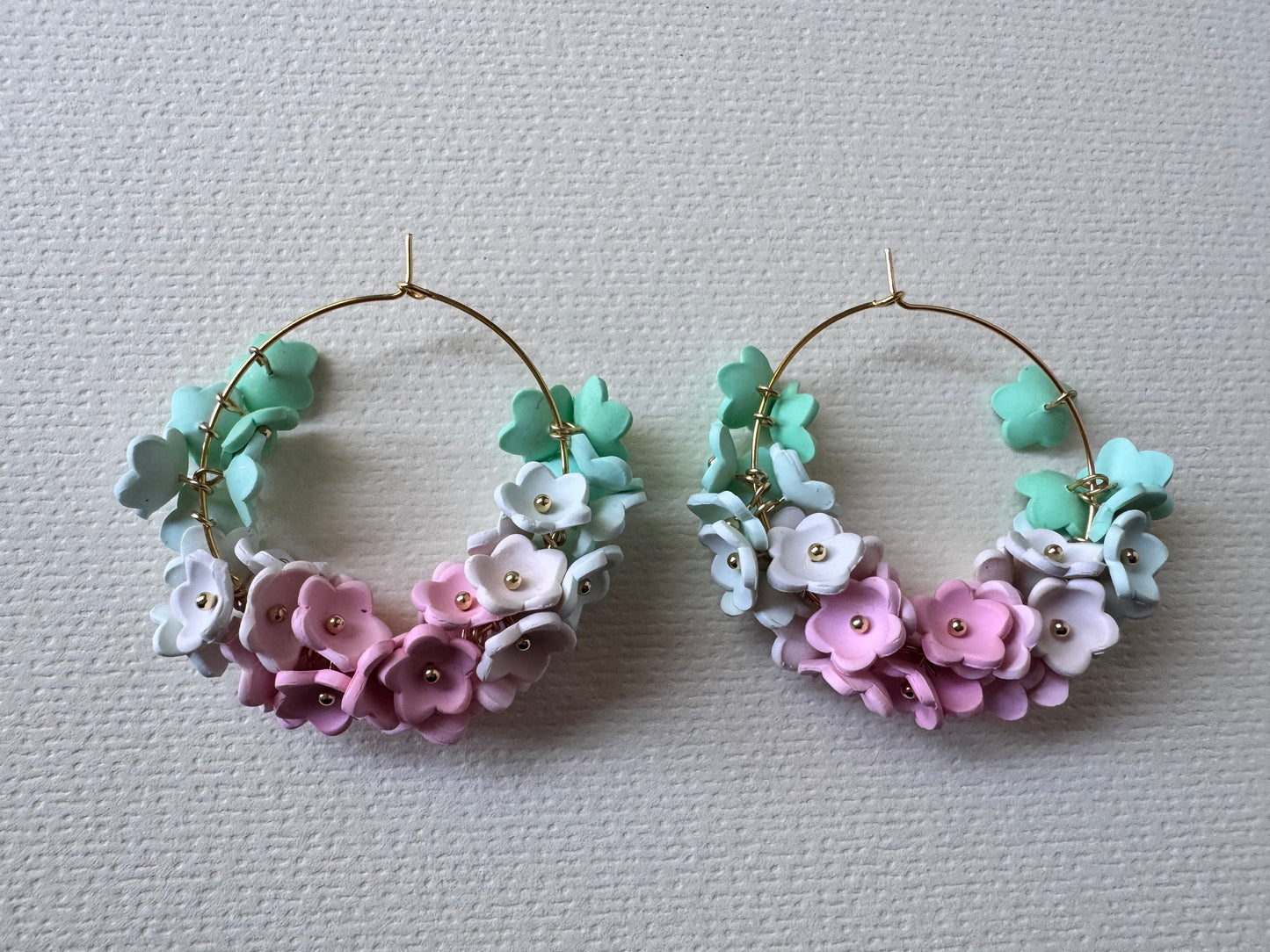 Pastel garden hoop earrings