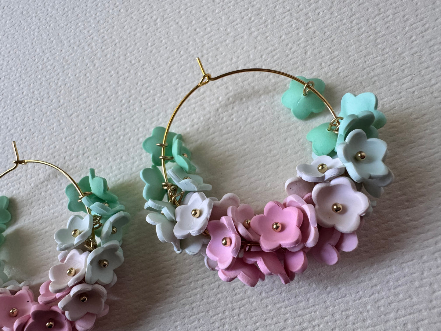 Pastel garden hoop earrings