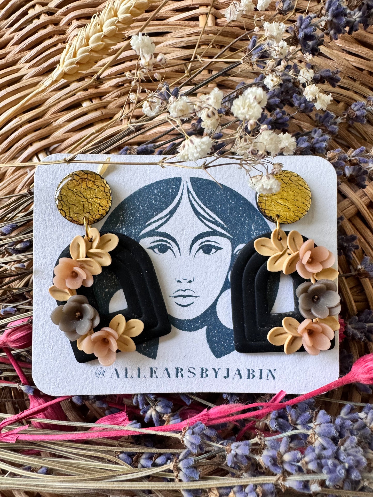 Midnight garden arch earrings