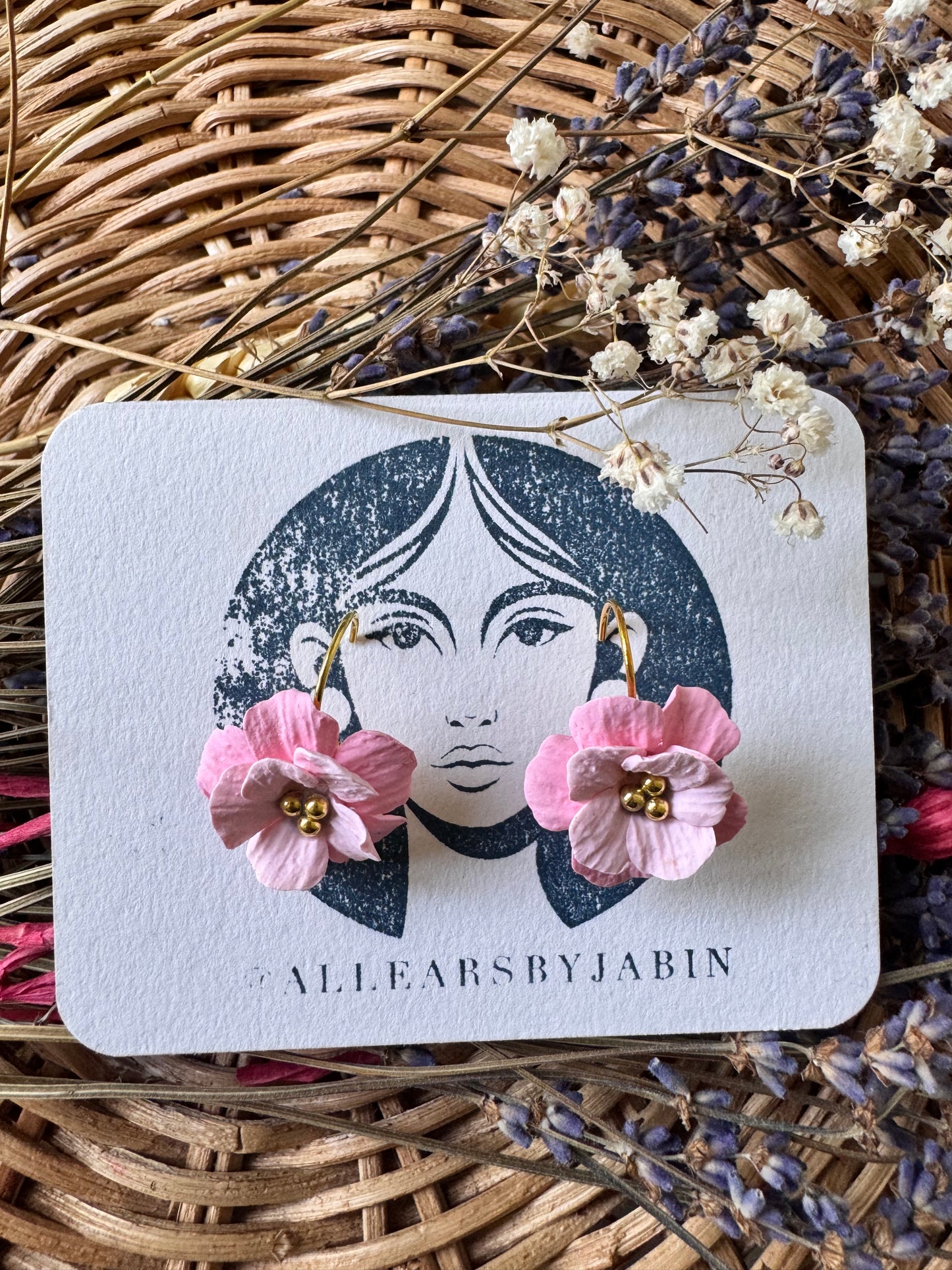 Pink blossom two-toned drop earrings