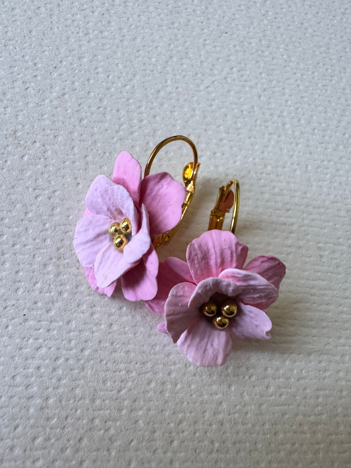 Pink blossom two-toned drop earrings