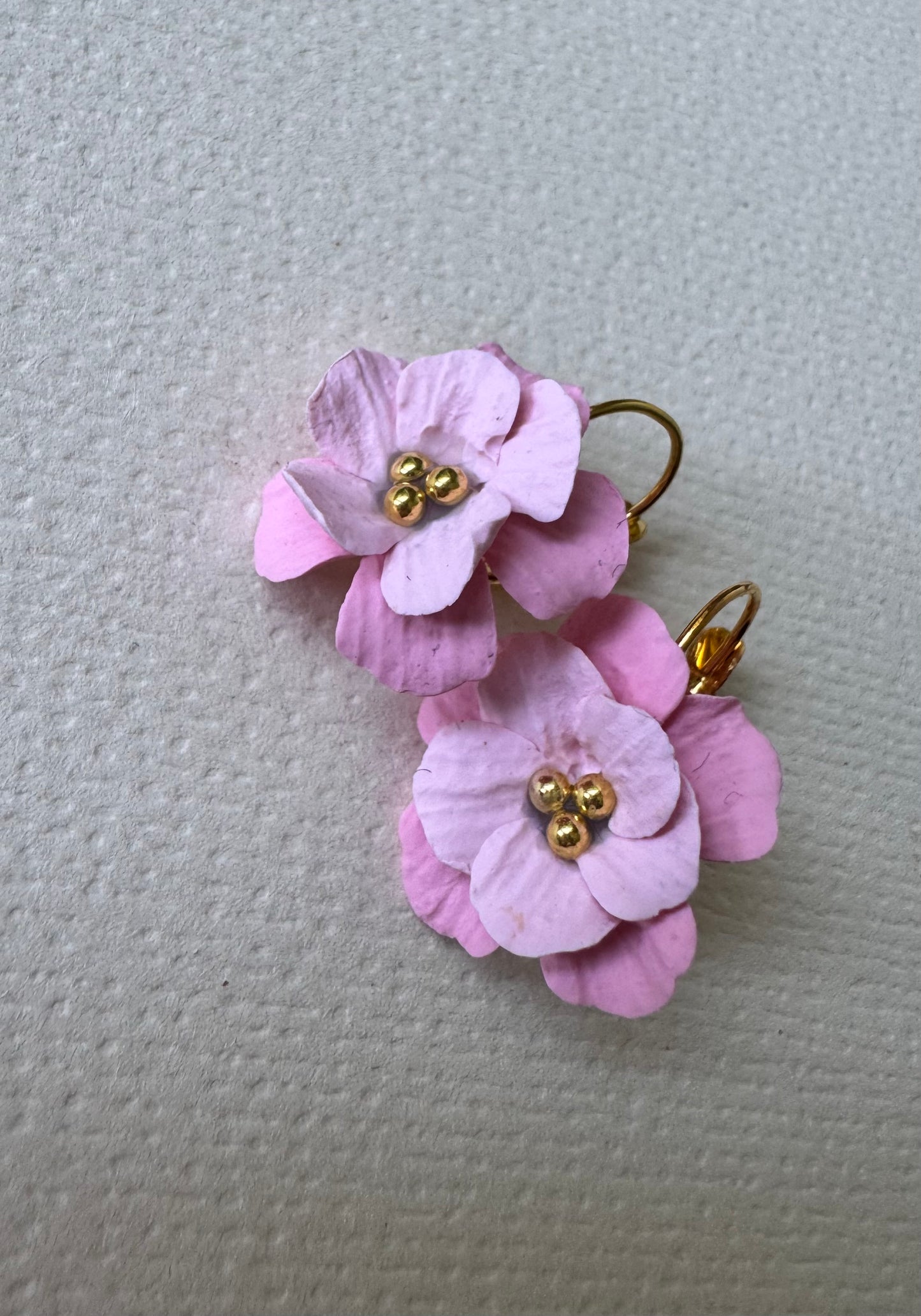 Pink blossom two-toned drop earrings
