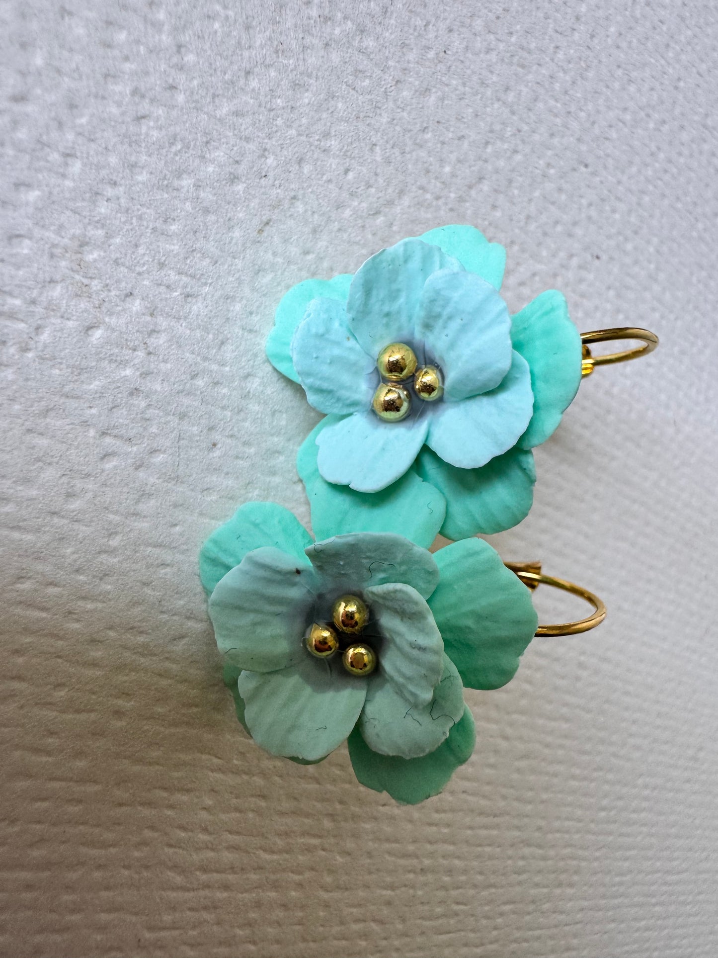 Mint two-toned bloom drop earrings