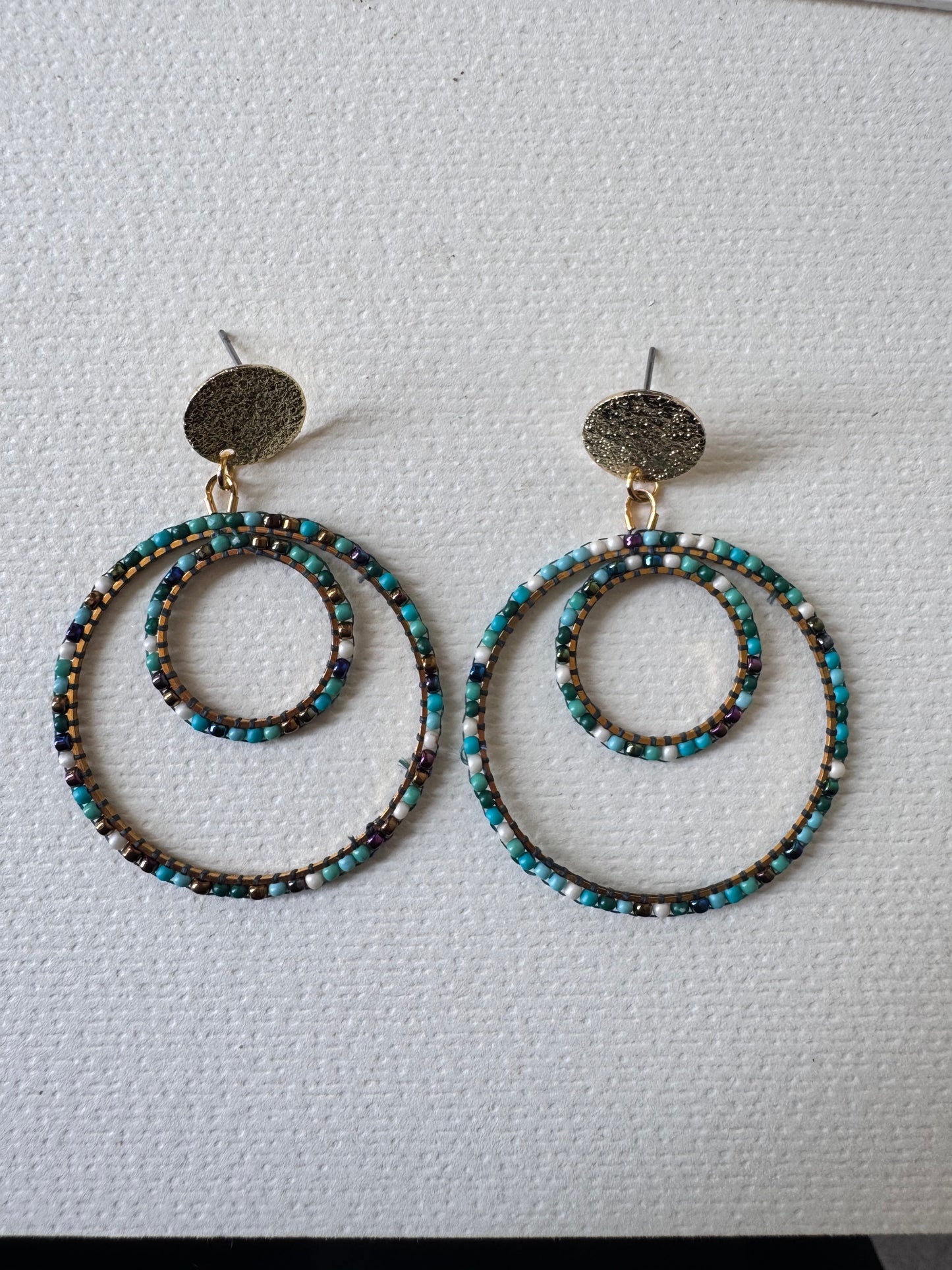 Ocean tides beaded double hoop earrings