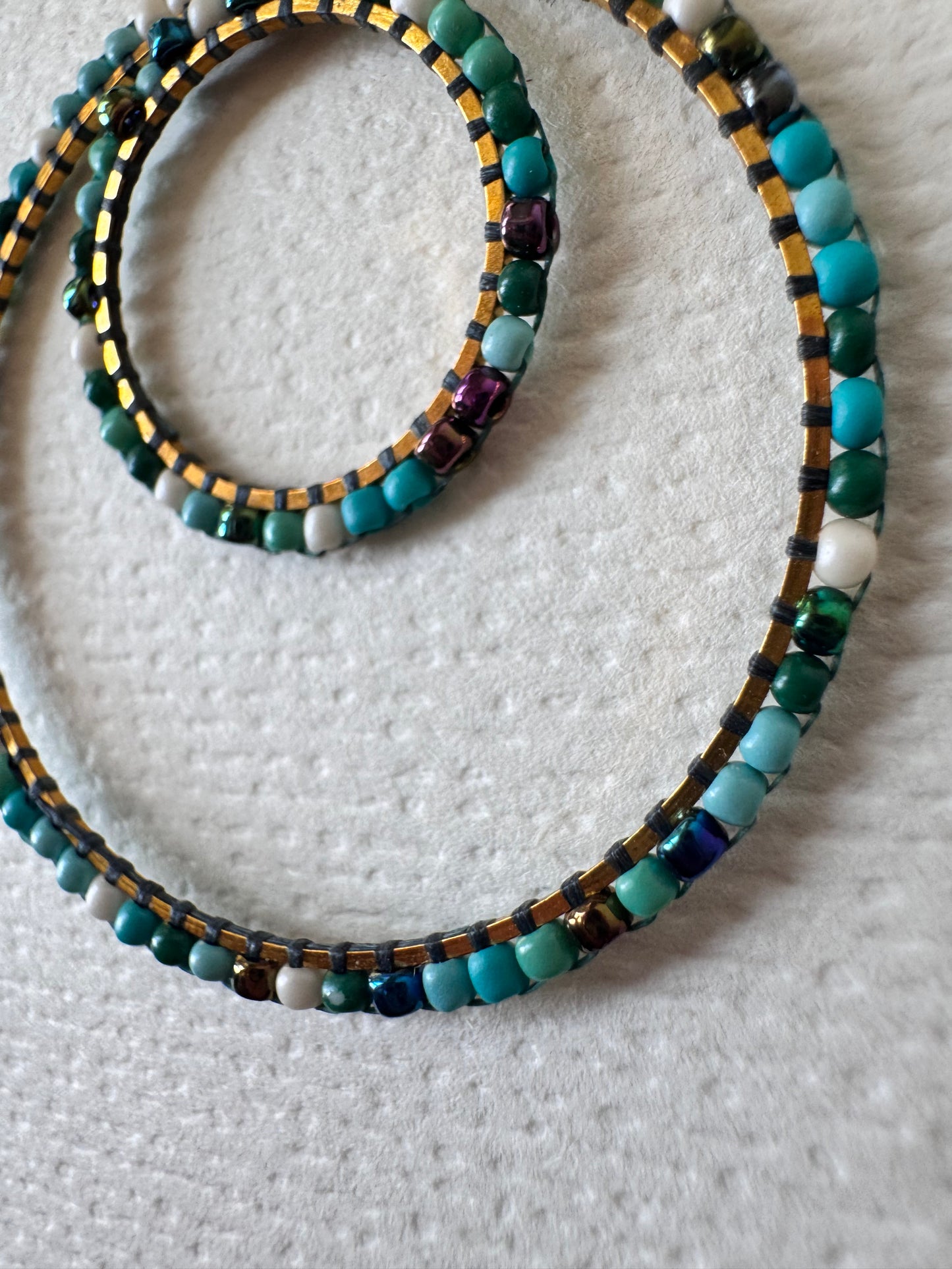 Ocean tides beaded double hoop earrings