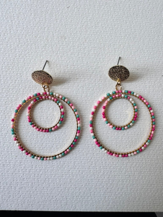 Berry pop beaded double hoop earrings