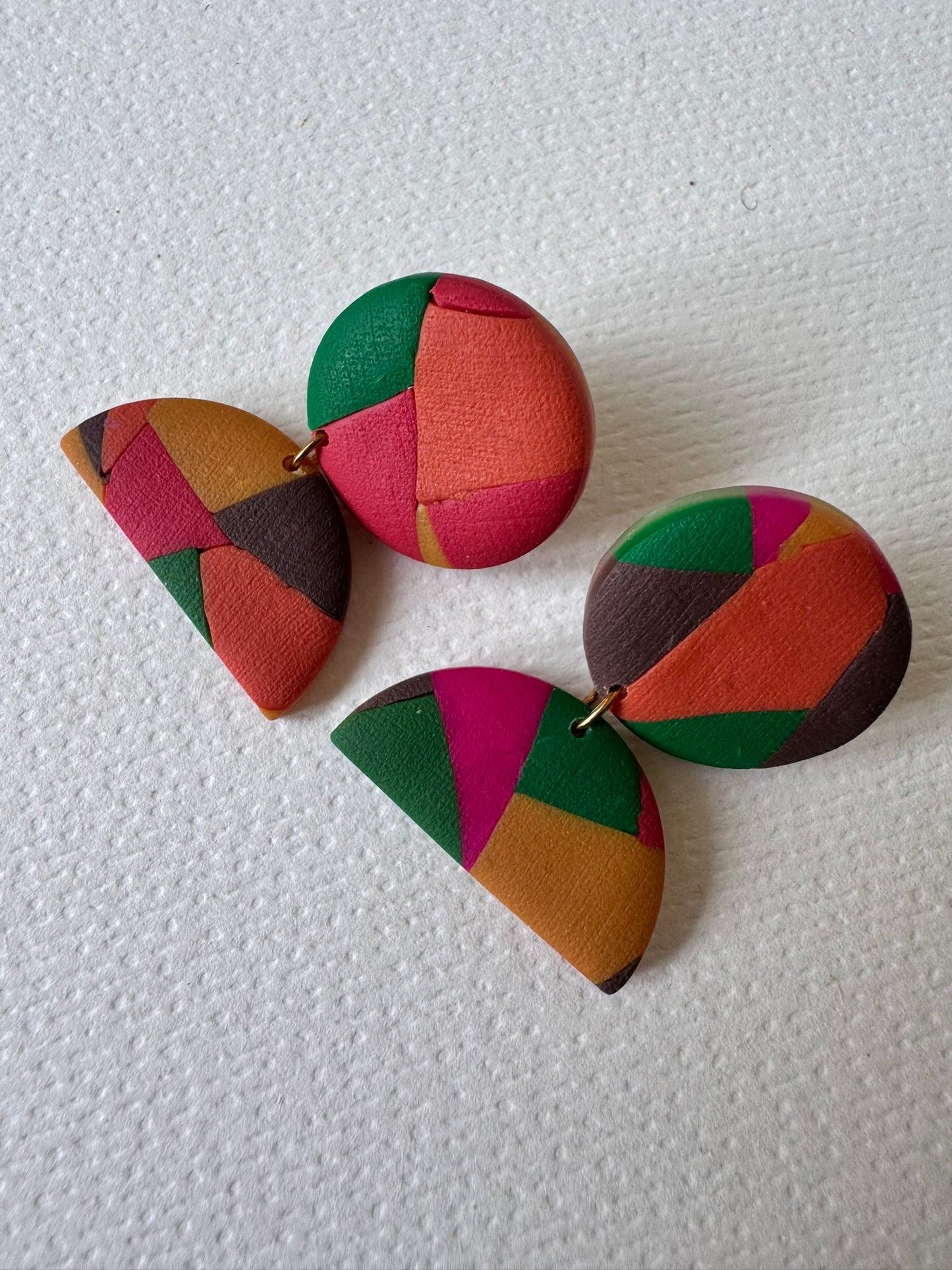 Bold geo-colour drop earrings Style 3