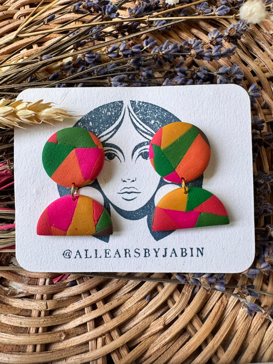 Bold geo-colour drop earrings Style 2