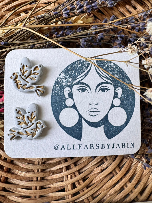 White dove peace studs
