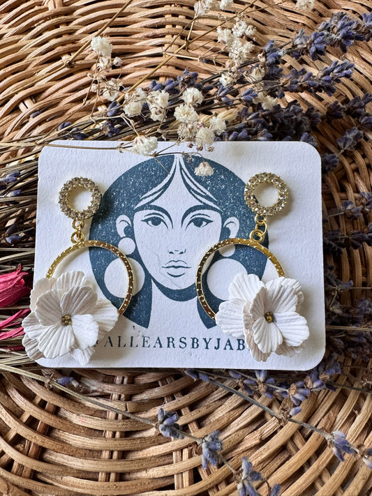 Ivory bloom sparkle hoops