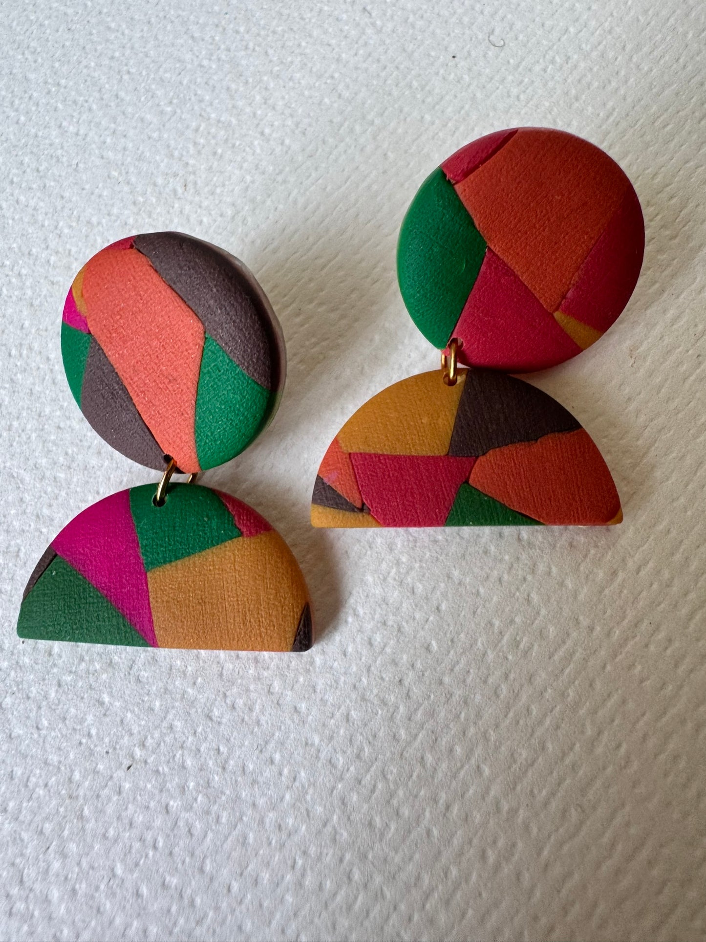 Bold geo-colour drop earrings Style 3