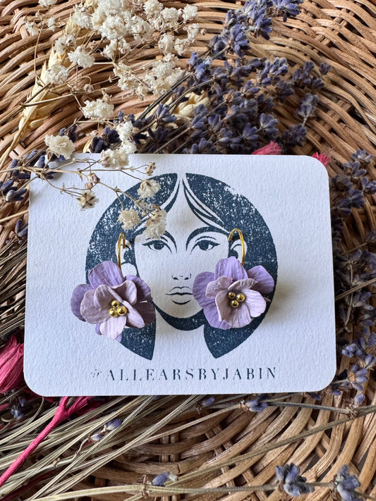 Lilac two-toned lever back earrings