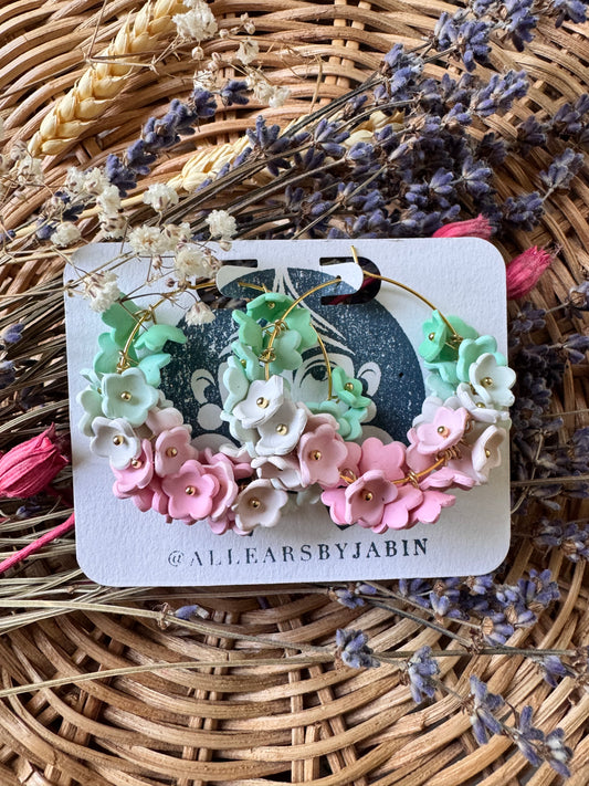 Pastel garden hoop earrings