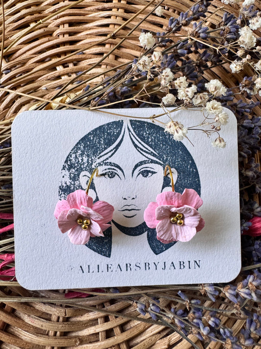 Pink blossom two-toned drop earrings