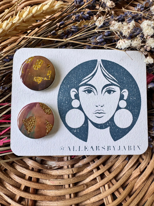 Amethyst gold-leaf studs
