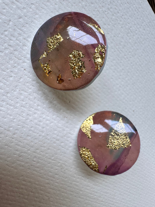 Amethyst gold-leaf studs