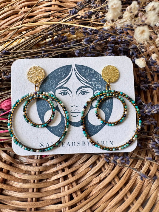 Ocean tides beaded double hoop earrings