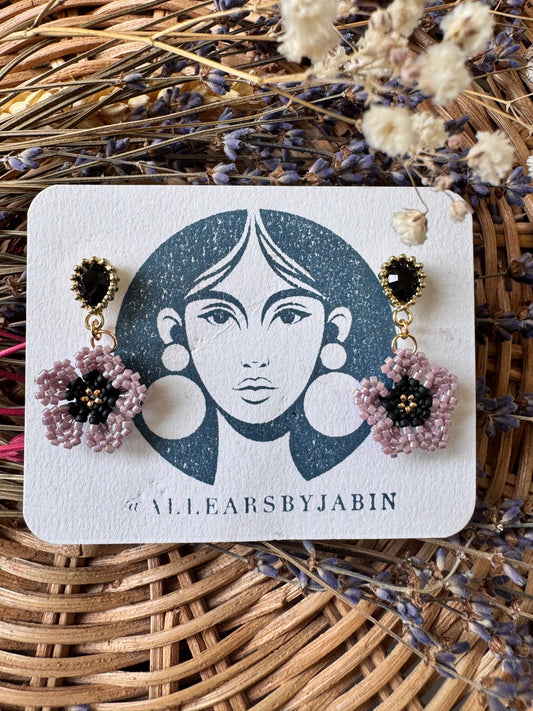 Lilac beaded drop earrings